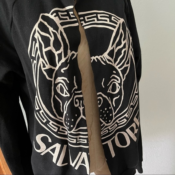 5 PREVIEW sz M Open Front Sweatshirt Black French Bulldog Salvatore Long sleeve - Picture 2 of 9